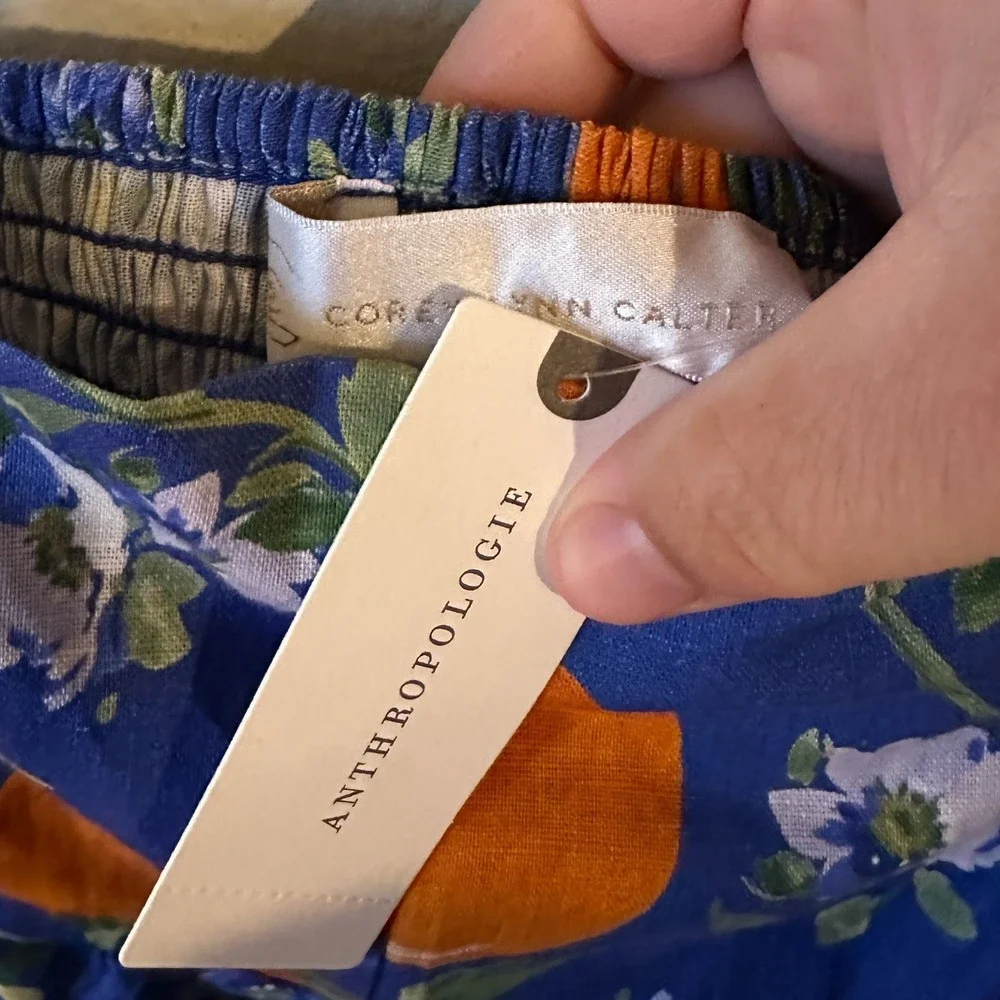 Anthropologie Corey Lynn Calter Blue Citrus Floral Smocked Romper XL - Picture 4 of 4